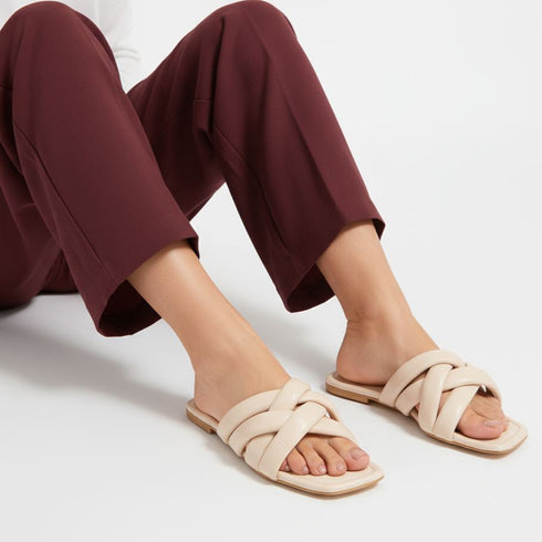 White Crossed Pallid Flats for Women - Daily & Office Wear - Image 1 - Cunei India