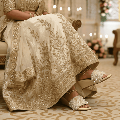 Pearl Flower Wedges for Women - Casual & Party Wear - Image 1 - Cunei India