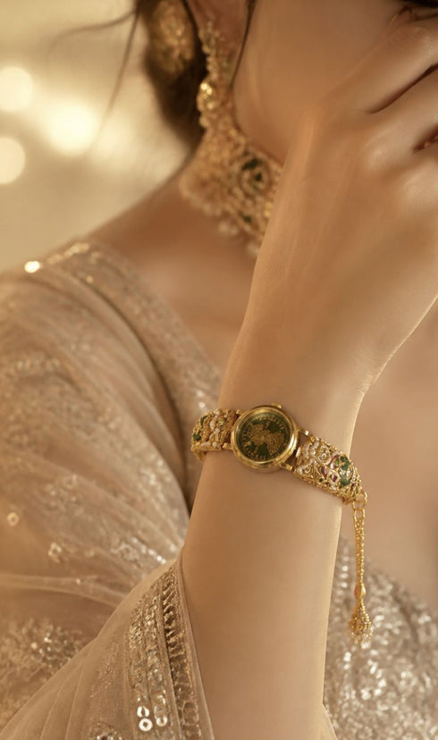 Rare Sleek Victorian Green Dial Heritage Watch for Women