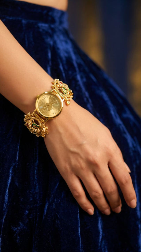 Rare Victorian Golden Dial Multicolour Heritage Watch for Women