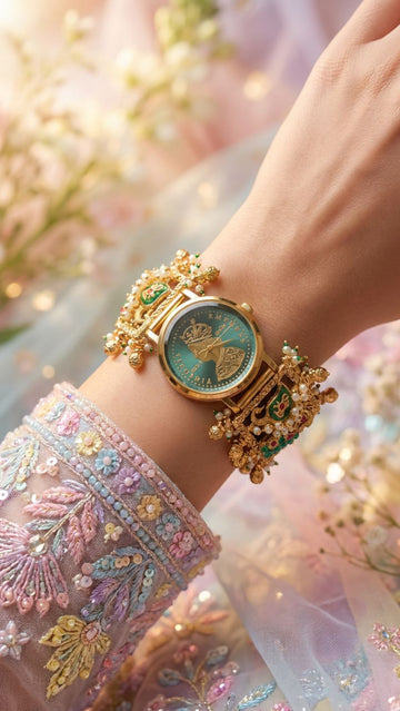 Rare Victorian Green Dial Square Motif Heritage Watch for Women