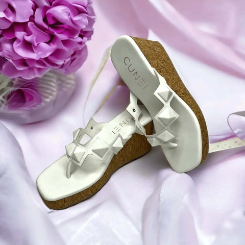 Snow White Studded Wedges - Wedges